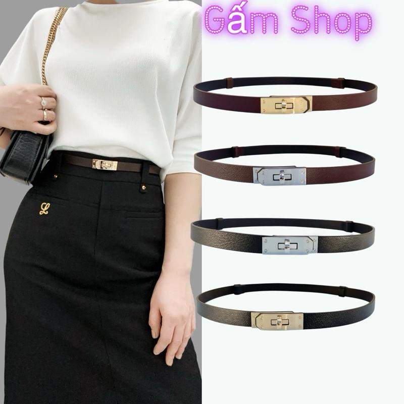 ( Da Thật ) Thắt Lưng + Đai Váy Nữ Da Miếng Mặt Vặn Hợp Kim ,Dễ Phối Đồ Dây Rút Eo Dễ Điều Chỉnh Bản Đai 1.8cm Hai Màu Đen ,Nâu Khoá Mặt Màu Vàng,Bạc Phù  Hợp Đai Áo ,Váy , Quần Voi