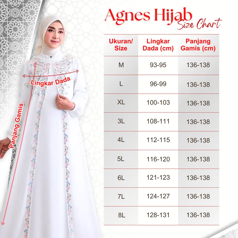 Agnes Hijab - Khairany Dress Gamis Putih Lebaran 2025 Dewasa Premium Elegan Gaun Mewah Elegan Karet Kombinasi Mutiara Pesta Kondangan Haji Umroh 821 8