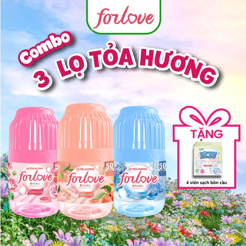 MUA 3 TẶNG 1 Combo 03 Lọ toả hương ForLove Toả hương 360 độ Tặng kèm thêm 4 viên sạch bồn cầu Dầu Thơm Phòng Dầu Thơm tinh dầu Nước Hoa,thơm phòng