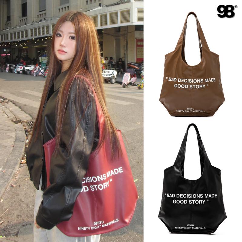 Túi tote da 98stu Good Story da cao cấp đựng vừa laptop