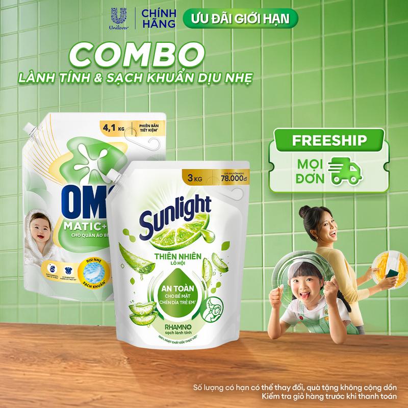 COMBO SẠCH LÀNH TÍNH & SẠCH KHUẨN DỊU NHẸ | Nước rửa chén Sunlight Thiên Nhiên…