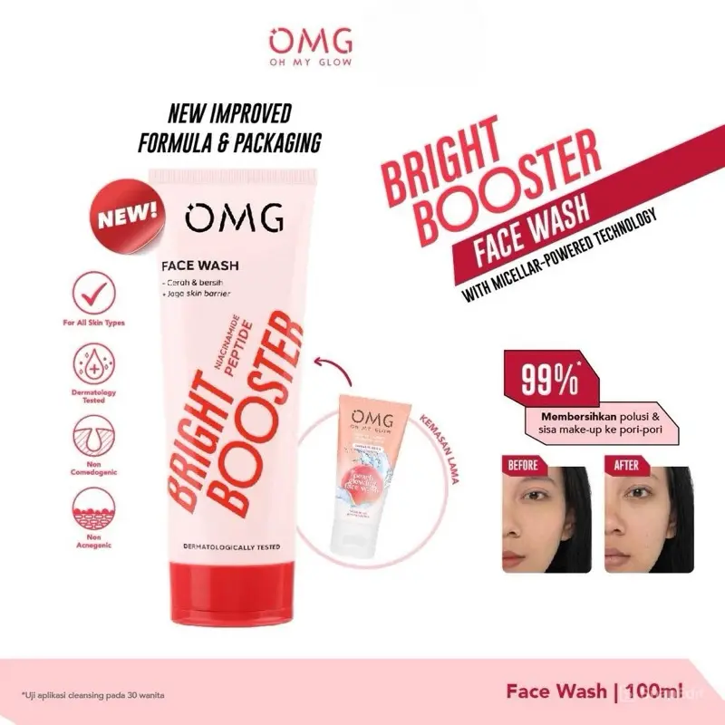 Facial Wash Oh My Glow (OMG) Bright Booster 50ml & 100ml (OMG)