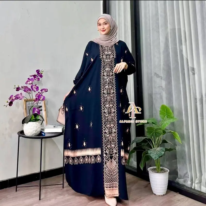 ￼Kaftan Motif Cunda Rayon Jumbo Ld 180 Kaftan Muslim Wanita Nyaman Tebal Gamis By Alinrafd 2