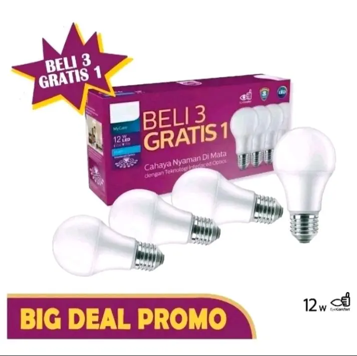 terlaris bohlam led 12 Watt beli 3gratis1 nyaman dimata