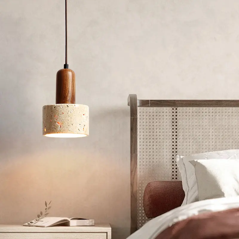 Yellow cave stone Japanese wabi-Sabi bedroom bedside chandelier Creative cream style vintage Nordic restaurant small chandelier