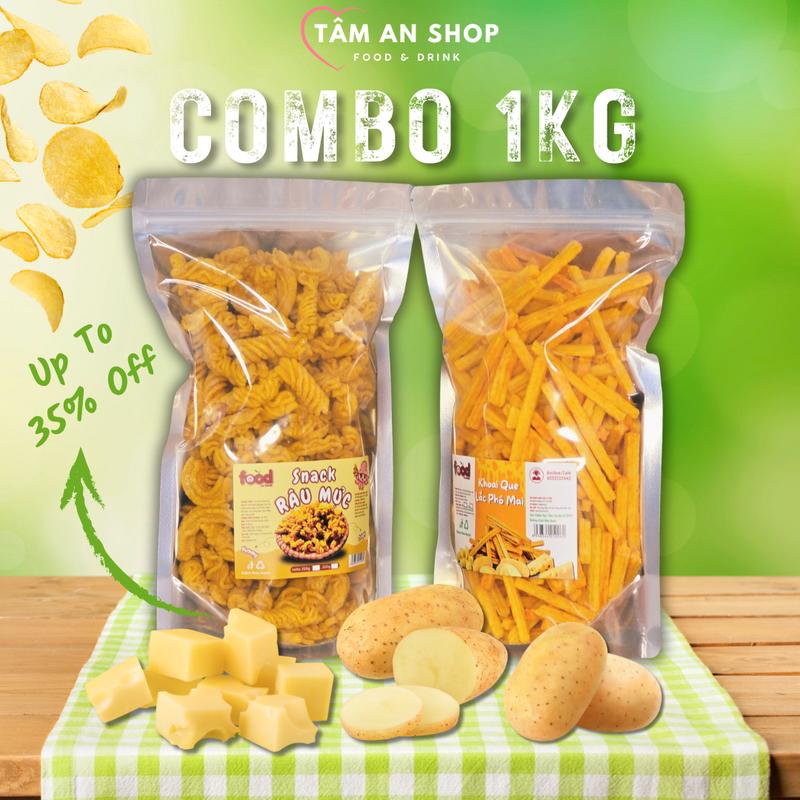  COMBO 2 VỊ SNACK GIÒN RỤM  2 BỊCH MỖI BỊCH 250g  - SNACK ĂN VẶT NHÀ NA - KHOAI TÂY LẮC PHÔ MAI & RÂU BẠCH TUỘC - ĐÓNG GÓI TIỆN LỢI - THÀNH PHẦN AN TOÀN - ĐẠT CHUẨN SỨC KHỎE 