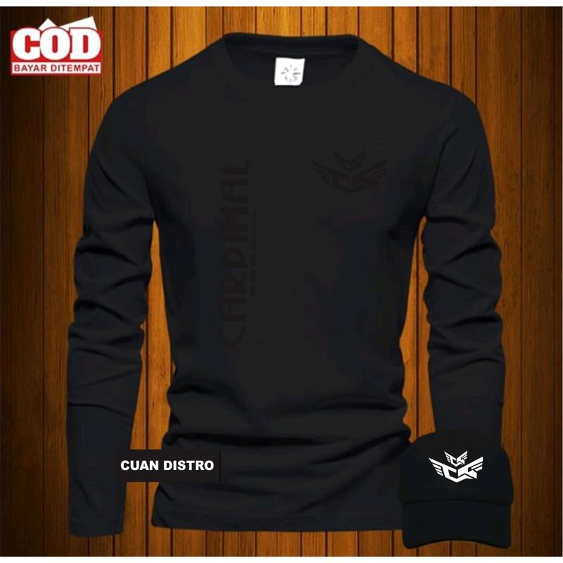 BONUS TOPI Terbaru ! HarapanStore Jaya Kaos Distro Lengan panjang Pria Wanita Terbaru Kaos Distro Pria Free Topi Cardinal Formal Tegak Kirka Terbaru Print Black 100% Catoon Combed 24s - Premium Quality 5