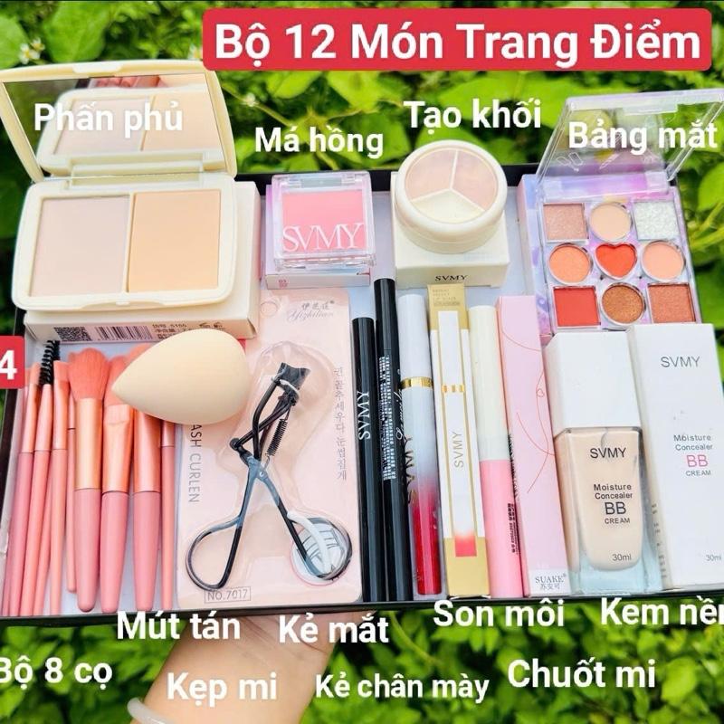 [ Bộ trang điểm]Bộ sản phẩm  trang điểm MAKEUP 12 Món X4 set trang điểm cá nhân bộ makeup nhẹ nhàng đi chơi cho nàng Hatola Bộ X4 Bộ trang điểm mặt Nữ Mỹ Phẩm Son Son Môi Cosmetic Phấn Phủ