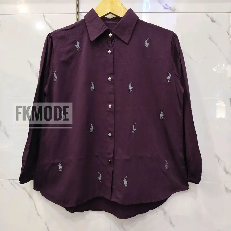 BLOUSE KEMEJA RAYON VARIASI FULL BORDIR ,Atasan Katun Rayon  Twill Baju Wanita Dewasa Casual Oversize Busui Simple Panjang Kancing 5