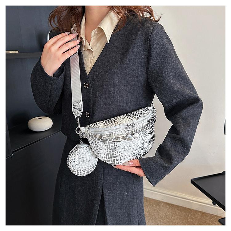 Product Introduction of Crocodile Women Chest Bag High Quality PU Leather Crossbody Bags For Girls Luxury Decoration Female Shoulder Bags 7