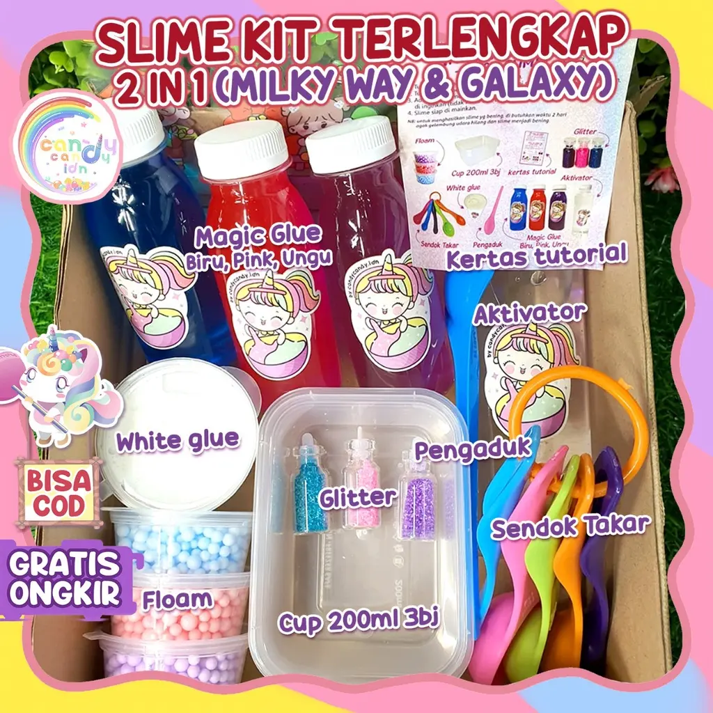 Slime Kit Murah dan Lengkap Unicorn Galaxy by Candycandy.idn