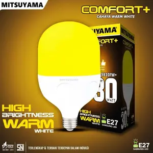 Lampu LED cahaya kuning warmwhite 50 Watt Mitsuyama Bohlam