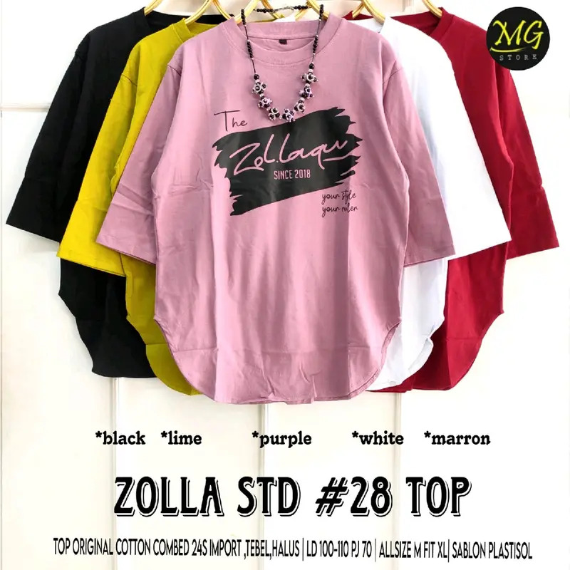 kaos santai, atasan kekinian, atasan wanita, halus, katun combed, import, zollaqu, zolla std#28 top//by mg store Casual 7