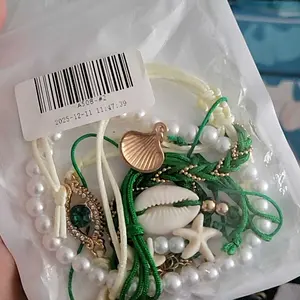 [Letyne] Gelang anyaman santai liburan mutiara simulasi dan kerang A508