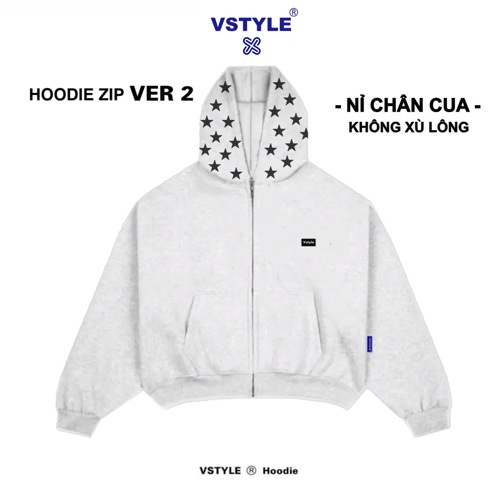 Ver.2-STAR-Nỉ Chân Cua-Xám tiêu trắng logo cao su