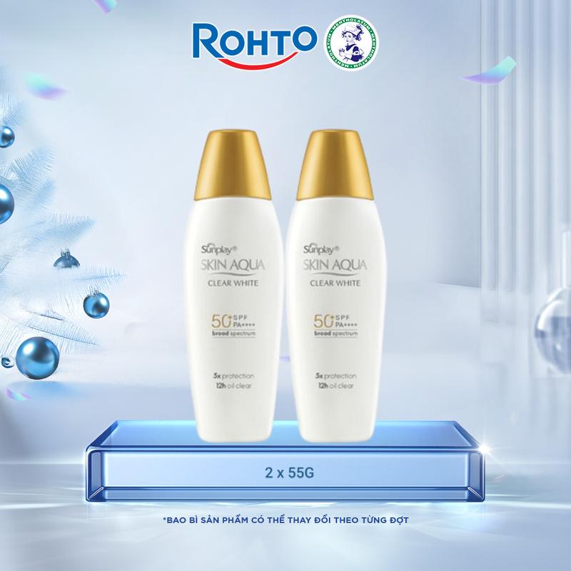 Combo 2 Sữa chống nắng hằng ngày dưỡng trắng Sunplay Skin Aqua Clear White SPF 50+ PA++++ 55g - Eco Vietnam