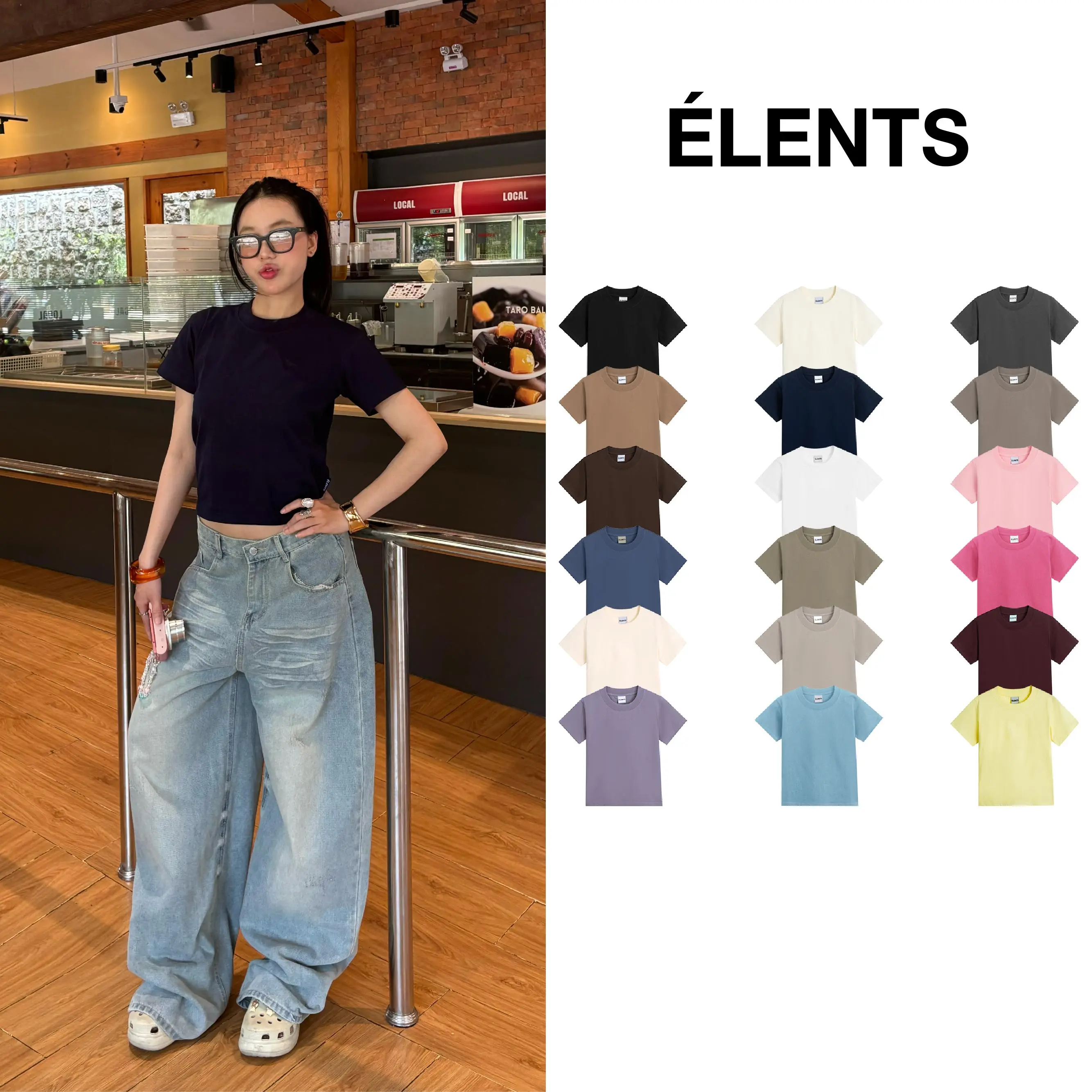 [CÓ MÀU MỚI] Áo Thun Nữ Trơn Form Slim Fit Cotton 240gsm ÉLENTS [Aimé] ESST088
