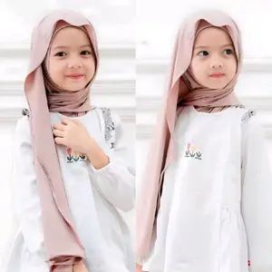 Kerudung Pashmina Anak 5-12 Tahun Model Terbaru dengan Inner Oval - Muslim, Hitam Wanita