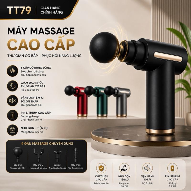 Máy massage cầm tay mini KM-720 - 4 đầu massage, 6 chế độ massage