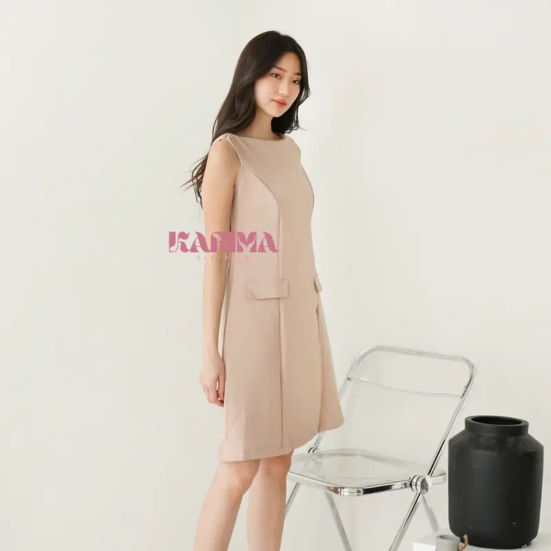 ISABELLE SLEEVELESS DRESS | Dress A-Line / Mini Dress Wanita / Dress Tanpa Lengan / Scuba Dress dress natal 7
