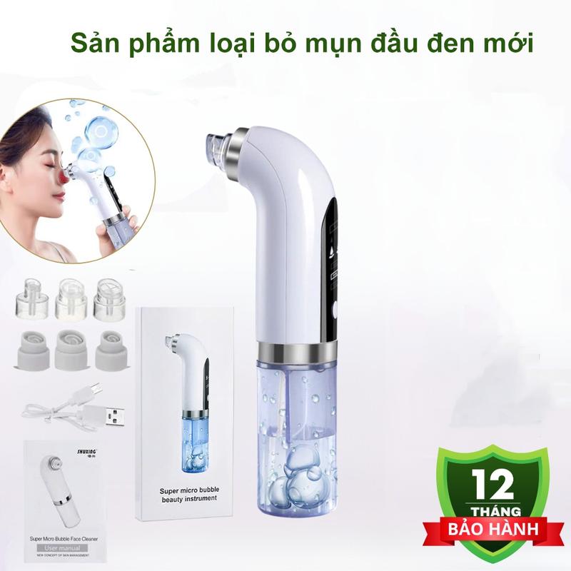 Máy hút mụn cao cấp kèm 6 đầu hút, máy hút mụn cầm tay hút sạch mụn đầu đen, mụn cám, bã nhờn sử dụng pin sạc tiện lợi