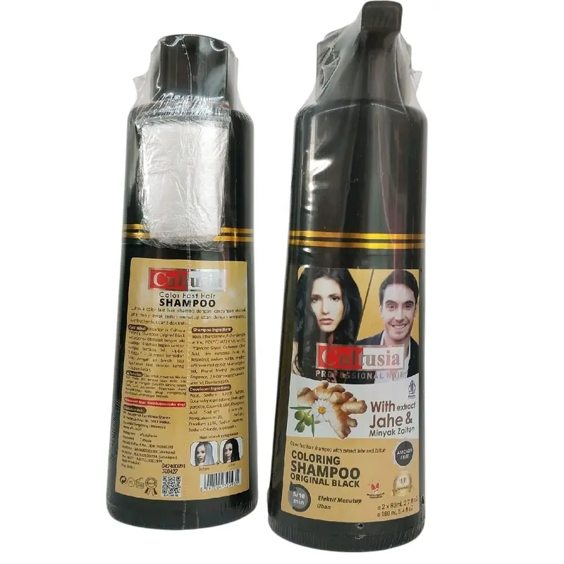 Cultusia Color Fast Hair Shampoo Original Black With Extract Jahe & Minyak Zaitun 160ml Hitam Conditioner Menghitamkan Penghitam 1