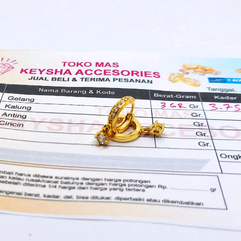 Anting wanita terlaris lapis emas muda 375 kadar ada surat dari toko 1