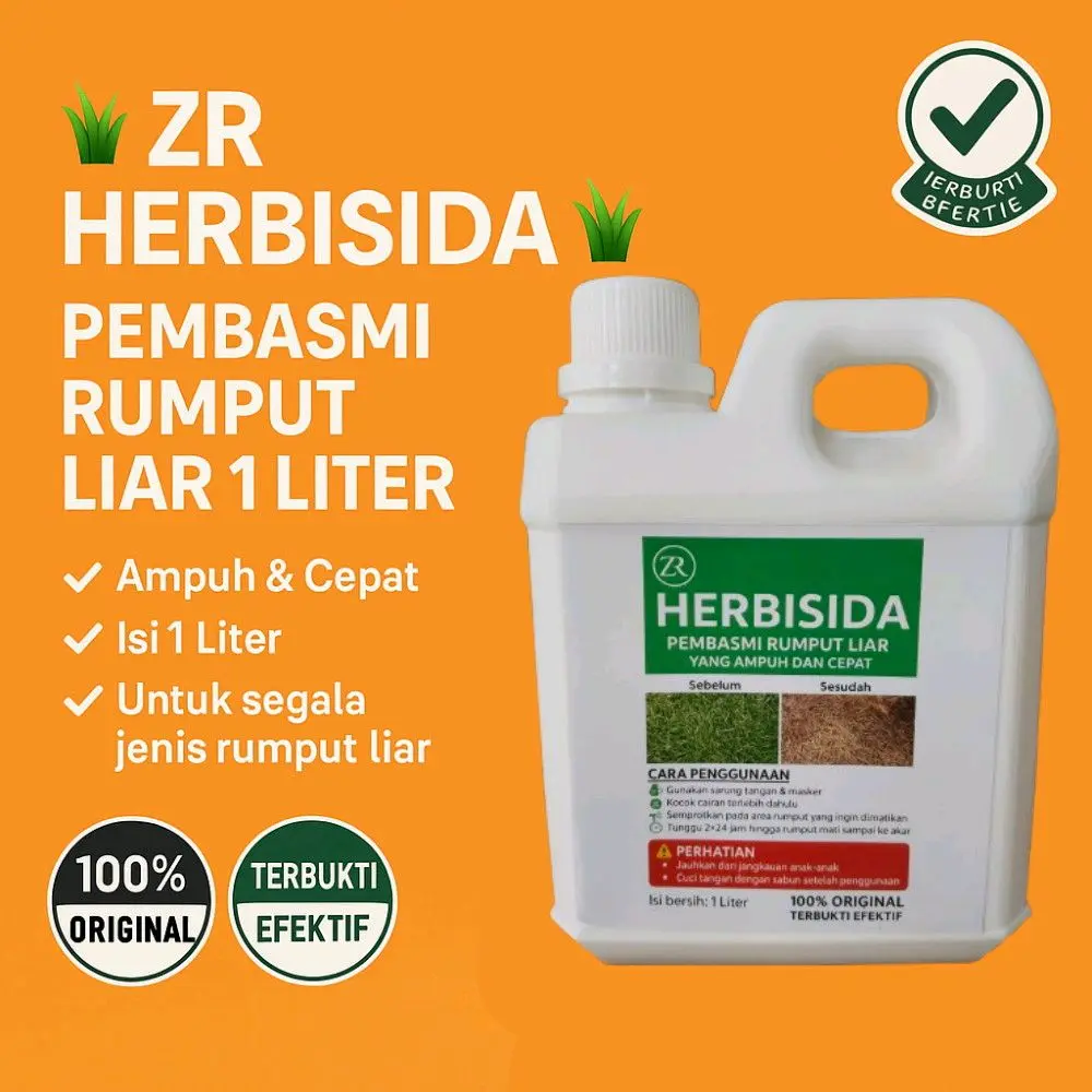ZR HERBISIDA Pembasmi Rumput Liar 1 Liter Ampuh Cepat Mengurangi Kompetisi & Penyebaran Penyakit Terbukti Efektif Original 100% untuk Segala Jenis Rumput Liar