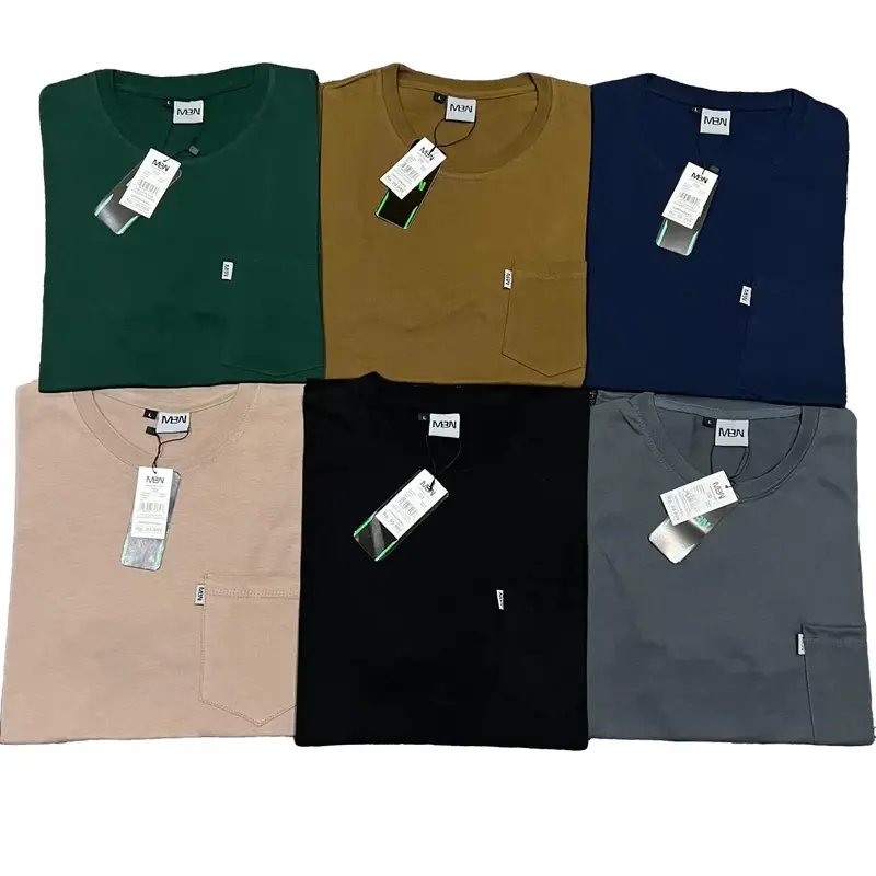 (Paket isi 4 Pcs) Kaos Pocket Saku MBN Pria Wanita Fashion Army Cream Distro Hitam Katun 0