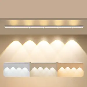 40/60/80CM Puith/Hitam Lampu Kabinet Tricolor Dimming Magnetic Motion Sensor Lampu Strip/Lampu Tidur Lemari/Ruang Tamu/Dan Koridor Usb