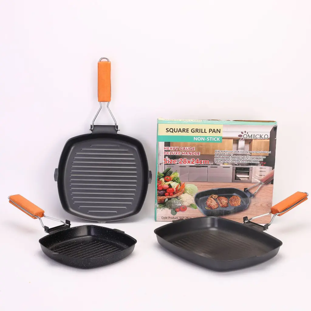 【COD】SQUARE GRILL PAN LIPAT 20CM WAJAN LIPAT SERBAGUNA PANGGANGAN STEAK ANTI LENGKET Panci Panggang Alat Baja