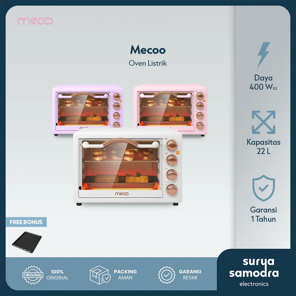 Mecoo Aesthetic Electric Oven 22 Liter 400-800 Low Watt Oven Listrik | Oven Mecoo 22 Liter