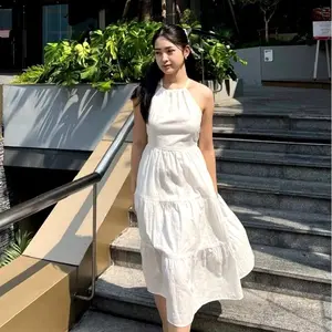 Heiter Dres Pantai Sabrina Big Size Simple Midi Hitam - Baju Wanita Formal dan Non-Formal dari Katun Twill Lembut Nyaman dengan Garis Halus dan Kain Tebal Twill untuk Acara Formal dan Non-Formal