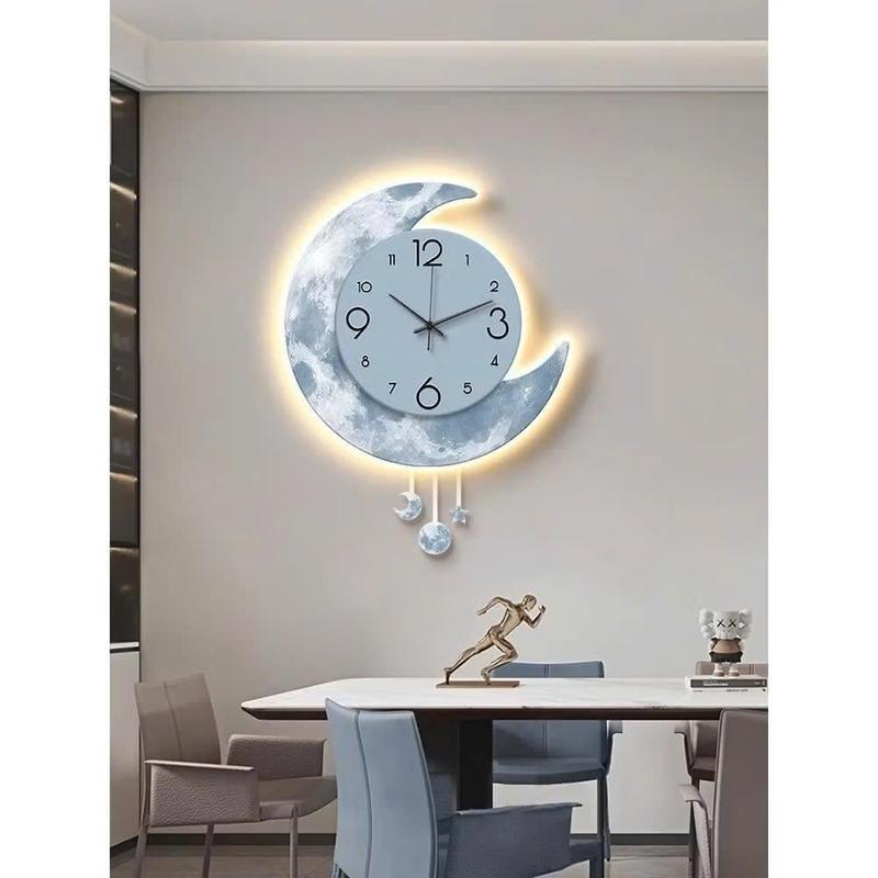 Đồng Hồ Treo Tường Quả Lắc Decor Trang Trí CAO CẤP MẶT TRĂNG Tặng Đèn Led - Treo Phòng Khách Phòng Ngủ,..