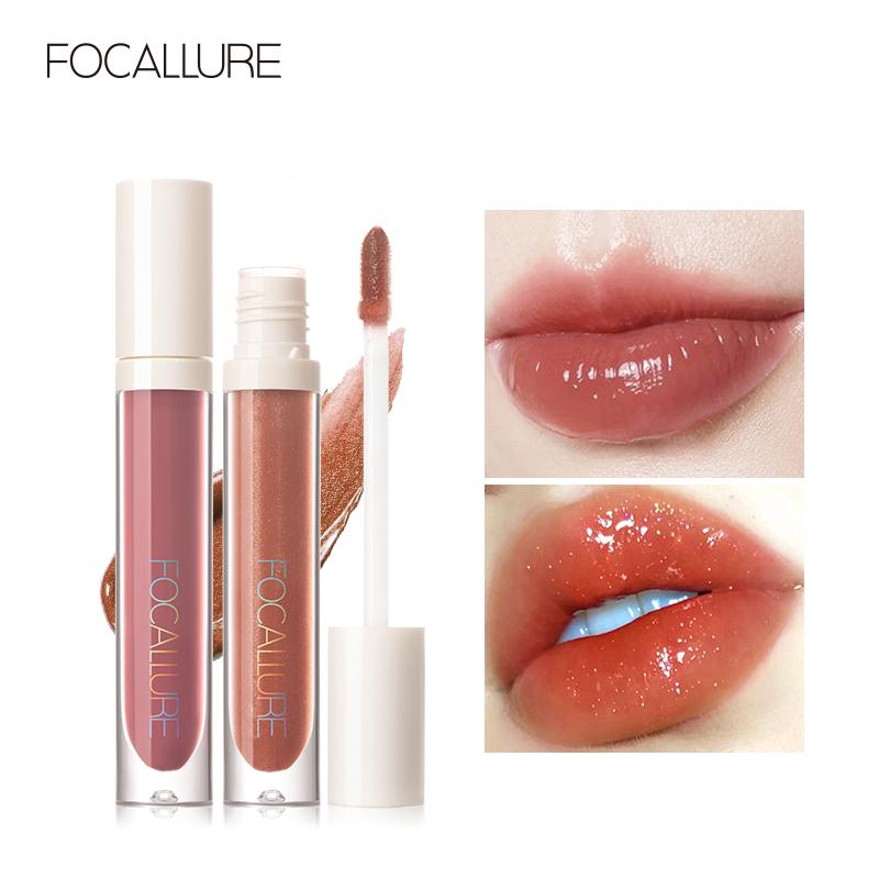 FA153 FOCALLURE Pelembab Lip Gloss Shimmer Berkilau 10 Warna Dengan E…