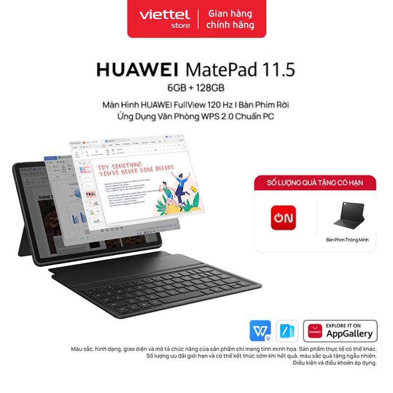Máy tính bảng HUAWEI MatePad 11.5" NEW 6+128 | HUAWEI FullView 120 Hz | Bàn Phím Rời | Ứng Dụng Văn Phòng WPS 2.0