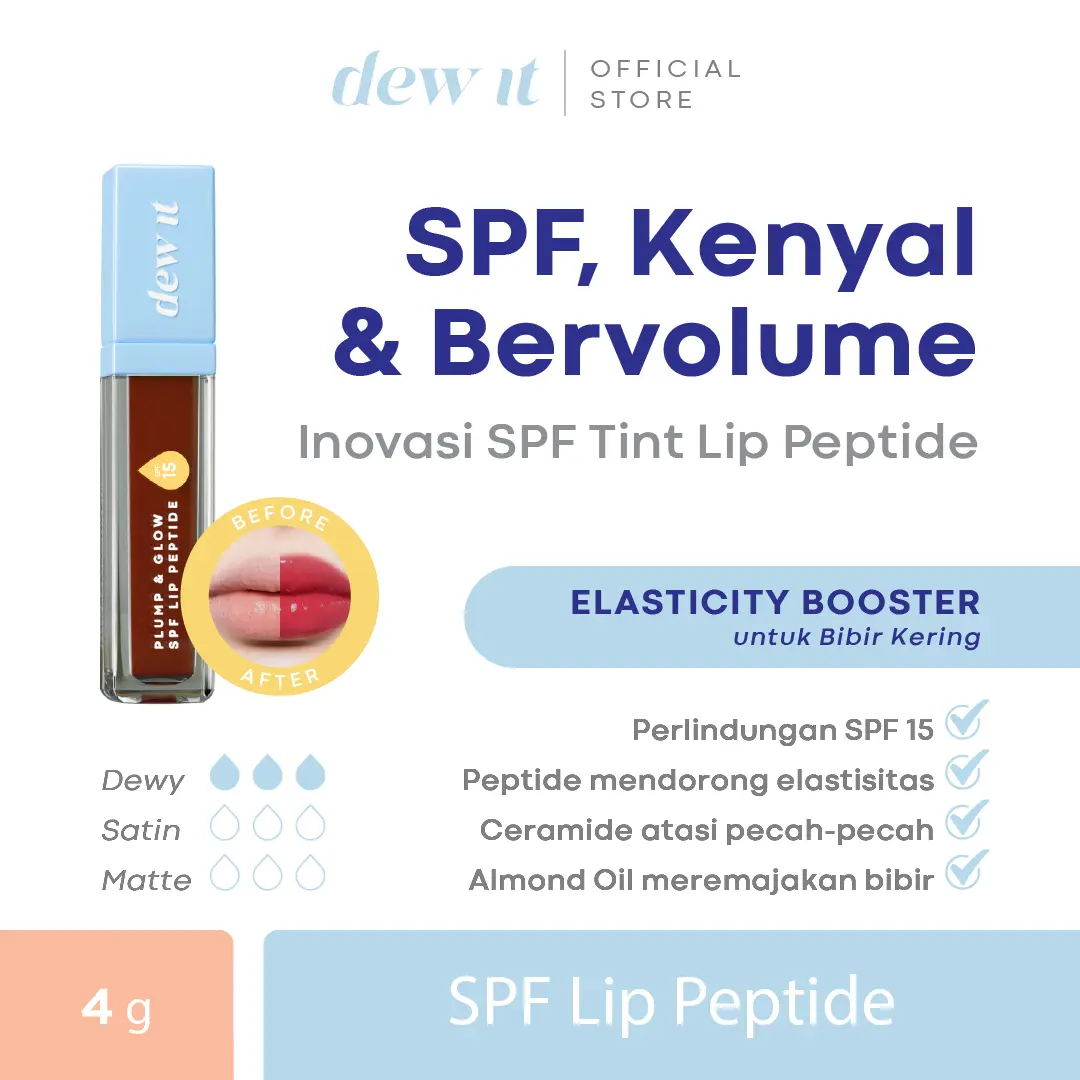 (ROUGE) Dew It Plump & Glow SPF 15 Lip Peptide Dewy Rouge | Bibir Terlindungi