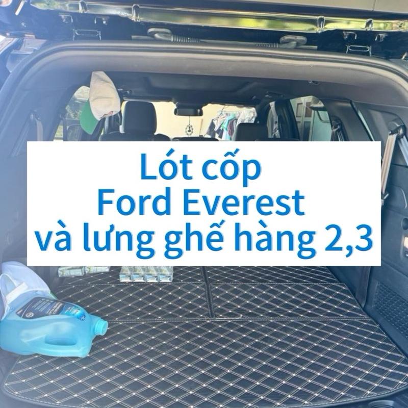 Lót cốp Ford Everest + lưng ghế hàng 2,3 - Thảm da chống xước chống nước không mùi
