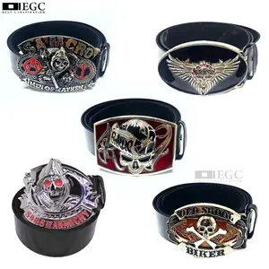 IKAT PINGGANG KULIT KEPALA BESI MOTIF TENGKORAK / IKAT PINGGANG PRIA KULIT KEPALA BESI MODEL RANDOM - KEPALA-METAL+JAVARINO 6-10