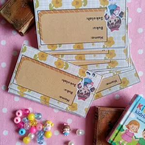 Stiker nama mapel sekolah, Jadwal mapel Anak Lucu untuk Buku dan Notebook dengan Desain Karakter Imut dan Warna Cerah