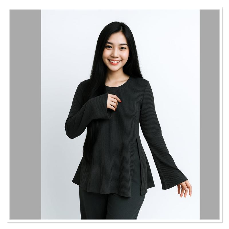 Atasan Knit Oversize Dona Top Atasan Fit Wanita Ribbon Korean Style Baju Casual Dewasa Knitwear Slim Fit Ribbon