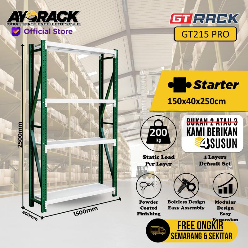 RAK GUDANG BESI GT RACK GT215 PRO 2.5 METER 4 SUSUN LEBAR 40CM - Shop ...