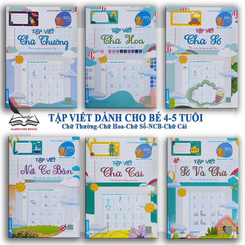 Sách-Tập Viết Bộ 6 Quyển Dành Cho Bé 4-5 Tuổi Luyện Chữ Thường Chữ Hoa Chữ Số…