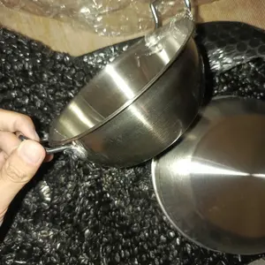 [PO-7 HARI] PROMO BUY 1 GET 1 !!! Serving Pot Stainless Steel Korea / Panci Saji Estetik Gagang Kayu/ Wadah Saji Aesthetic Ala Cafe/Gagang Kayu Anti Panas Modern Ukuran 14CM + 16CM