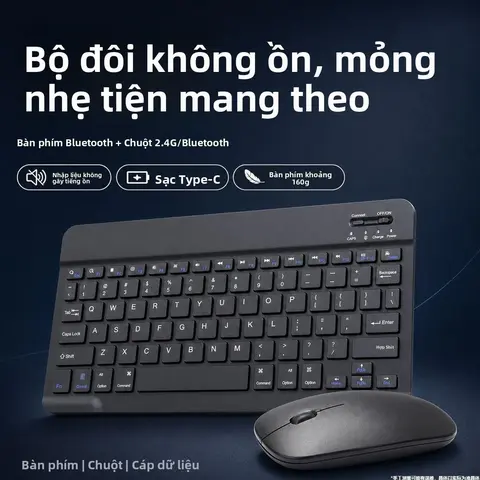 Combo Bàn Phím Chuột Bluetooth 2.4G Sạc USB Cho Văn Phòng Học Tập Làm Việc Tại Nhà Bấm êm Không ồn Gọn nhẹ Dễ mang theo