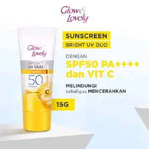 Glow and Lovely Sunscreen Spf 50 PA++++ 15g ( Glow and lovely Bright UV Duo sunscreen Spf 50 PA++++ ) Facial