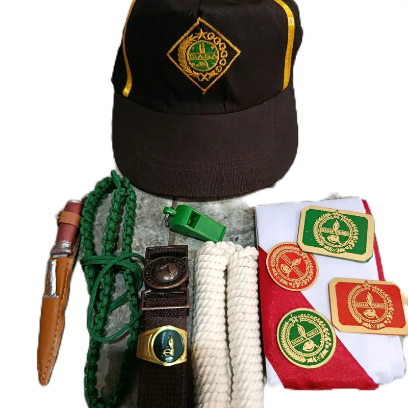 Set Pramuka Siaga Putra Putri / Alat Pramuka SD  Fashion Aksesoris Topi /Tali 0