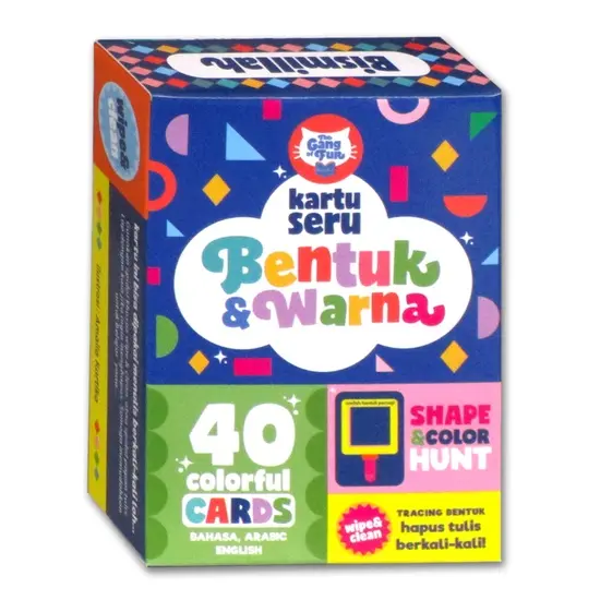 Flash Card Kartu Seru BENTUK & WARNA (wipe-clean bisa tulis hapus) (Bhs Indonesia, Inggris & Arab) 0