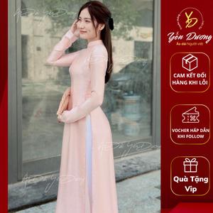 Áo dài truyền thống lụa vân gỗ cao cấp mềm đẹp đính hạt ngọc phù hợp lễ tết dự tiệc rẻ đẹp A14