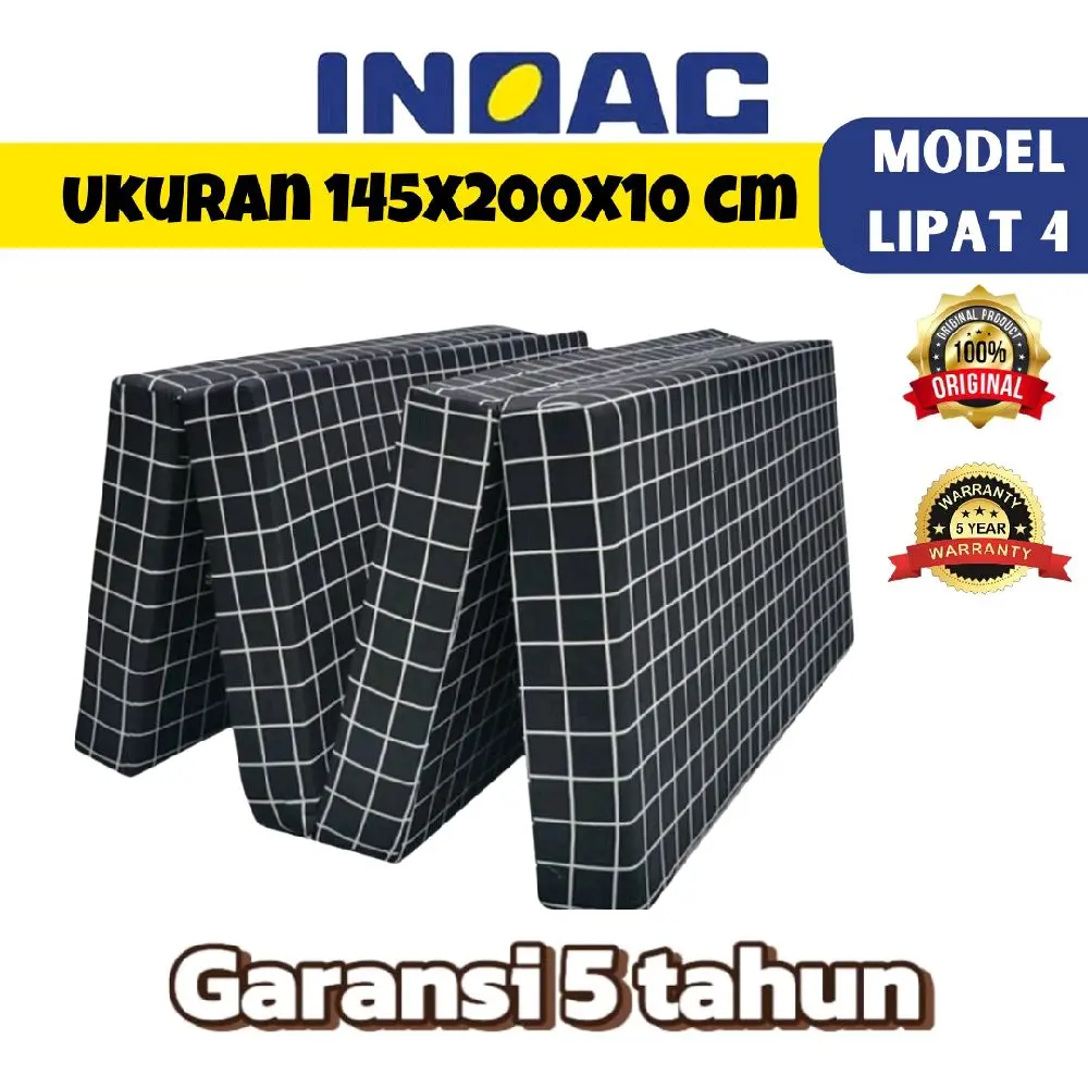 Kasur Busa Lipat ukuran 200x145x10 motif random memakai busa D18 Inoac lengkap dengan cover katun tebal dan halus,  praktis digunakan,higienis anti kempes ergonomis matras busa anti bakteri matras yang bisa dilipat anti-alergi Furniture